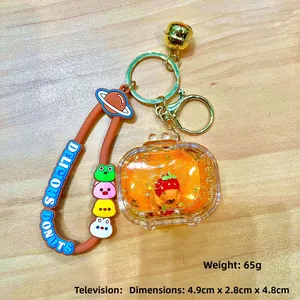 Detailansicht des Capybara-Flüssig-Schlüsselanhängers mit TV-Acryl-Charm und Schlaufe