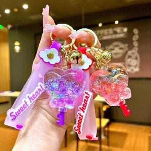 Luminous heart keychains with colorful bubble beads and silicone wrist straps