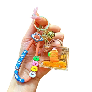 Capybara quicksand keychain with pink wristband and cute animal bag pendant for charms