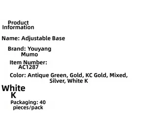 Especificaciones de base de anillo ajustable en varios tonos metálicos 40 piezas pack
