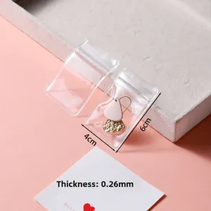 Macro shot of 4x6cm thickened transparent PVC jewelry bag with 0.26mm thickness