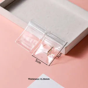 Detail of 0.26mm thick transparent PVC jewelry bag with sealing strip for rings