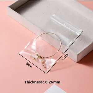 Detailed view of 8x12cm thick transparent PVC jewelry pouch showing 0.26mm material