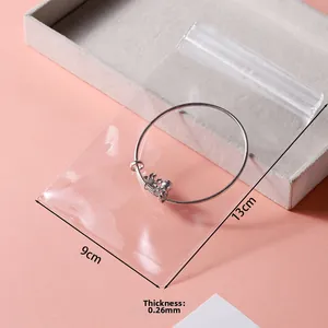 Detail of 9x13cm thick transparent PVC jewelry pouch with 0.26mm thickness for storage