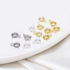 Macro view of 18K gold plated spring ring clasps for DIY jewelry necklaces and bracelets