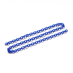Macro shot of royal blue acrylic plastic oval link chain for DIY jewelry making