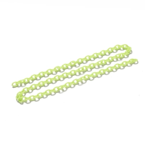 Close-up of vibrant neon green acrylic link chain for DIY eyewear and accessories