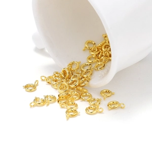 Polished 18K gold-plated O-shaped spring ring clasps for DIY jewelry making