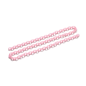 Detailed view of pink acrylic chain links for DIY eyewear and mask lanyard accessories