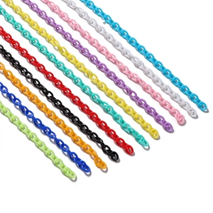 Close-up of colorful acrylic chain links in diverse vibrant shades for DIY accessory crafts