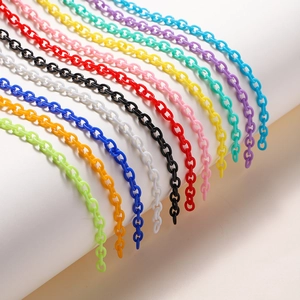 Colorful acrylic link chains in assorted vibrant colors for DIY jewelry and glasses cords