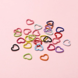 Heart Shaped Painted Embossed Open Jump Rings Iron Connectors For DIY Jewelry Making Handmade Jewelry Findings Mixed Colors