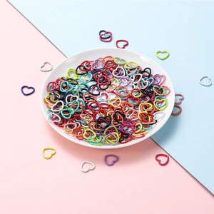 Colorful heart-shaped embossed jump rings and open connectors for DIY jewelry making