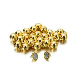 Polished gold spherical magnetic clasps for DIY jewelry necklace and bracelet assembly