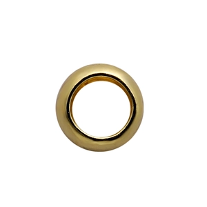 Close-up of polished 18K gold-plated spacer bead with smooth mirror finish for DIY jewelry