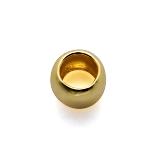 Close-up of 18K gold plated spacer bead with smooth metallic finish for jewelry making