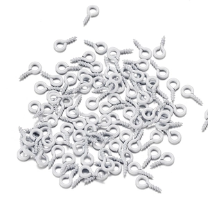 Tornillos de ojo de metal blanco 4x8mm con rosca autorroscante para creación de joyas DIY