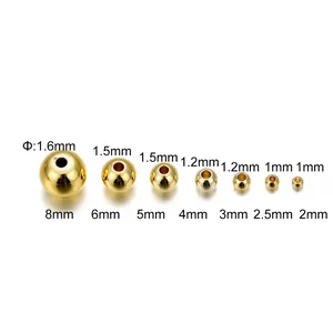 14K goud gevulde gladde ronde tussenkralen in zeven maten van 2mm tot 8mm diameter