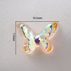 Mini resin butterfly charms with Aurora AB plating for DIY nails and jewelry making