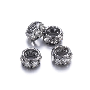 Perles d'espacement 10mm argentées avec strass clairs pour la fabrication de bijoux DIY