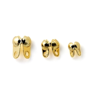 Three sizes of 18K gold plated bead tips and connectors for jewelry making craft