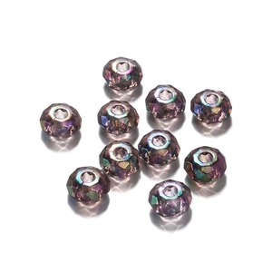 Perles facettées abaque irisées 14mm avec éclat violet-cyan pour bijoux DIY
