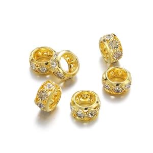 Détails de perles d'espacement dorées avec strass étincelants pour création de bijoux