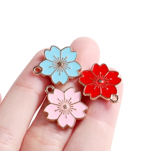 Legering Emaille Kersenbloesem Hangers Sakura Bloem Bedels Voor DIY Sieraden Maken Oorbellen Armband Ketting Accessoires