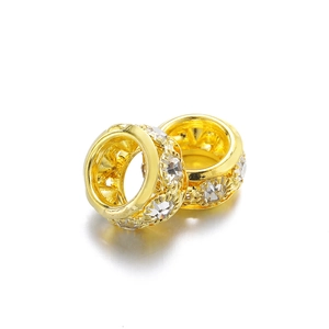 Macro de perles d'espacement dorées avec strass pour création de bijoux DIY