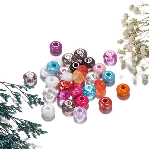 Perles Abaque en Acrylique Coloré 14mm DIY Grand Trou Perles d'Espacement Facettées Polies Pour Fabrication de Collier Bracelet Accessoires Bijoux