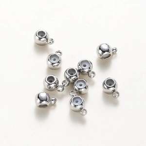 Perline a scorrimento argento con inserti in silicone e anellini per gioielli