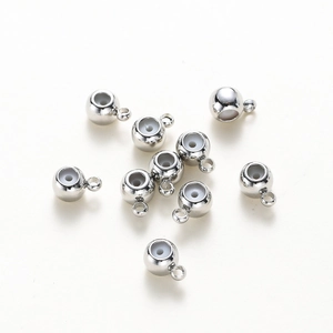 Perline di posizionamento in argento lucido con inserti in silicone per gioielli fai-da-te