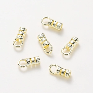 6 pieces of 18K gold plated copper connectors with engraved star patterns for DIY jewelry