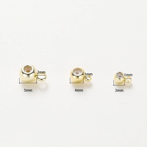 Perle scorrevoli in rame placcato oro 18K con anima in silicone da 3mm, 4mm e 5mm