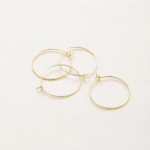 Pack de 4 ganchos para pendientes redondos bañados en oro 18K para joyería DIY