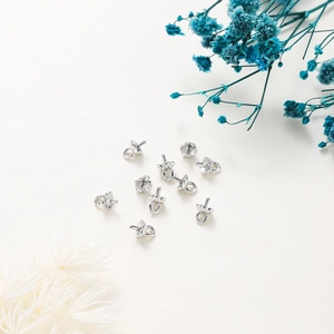 Silver-plated cup and peg bails for pearl pendants with closed loops for DIY jewelry making