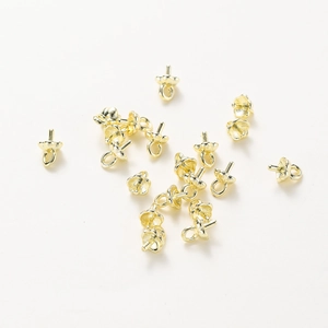Detailed view of 14K gold plated pumpkin cup pearl peg bail for DIY jewelry making