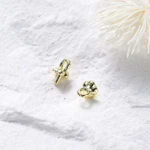 Golden 14K flower-shaped pearl pendant connectors for DIY jewelry making accessories