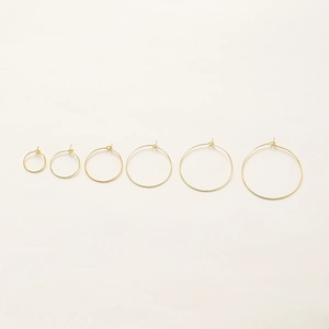 Aros para pendientes bañados en oro de 18K en seis tamaños para creación de joyas DIY