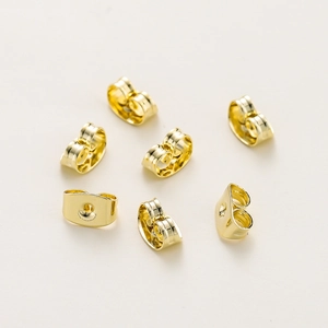 Polished 18K gold-plated butterfly earring backs in copper for DIY jewelry accessories