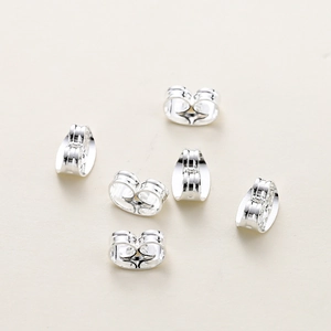 Polished silver butterfly earring backs made of copper with 18K gold plating