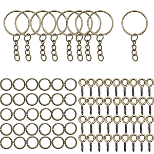 Kit porte-clés DIY bronze antique avec anneaux plats, anneaux brisés et vis à œil