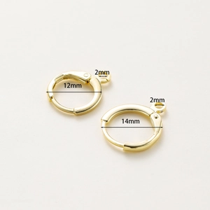 Dormeuses minimalistes en plaqué or 14k de 12mm et 14mm pour la création de bijoux