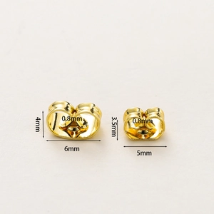Polished 14K gold-plated butterfly earring backs in 6x4mm and 5x3.5mm sizes with 0.8mm holes