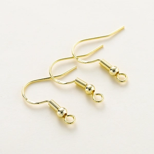 S925 sterling silver plated 18K gold fishhook earring hooks with beads for DIY jewelry