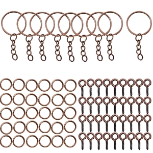 Kit porte-clés DIY bronze antique avec anneaux, anneaux ouverts et vis à œillets