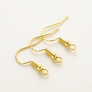 S925 sterling silver plated 14K/18K gold fish hook earrings with beads for DIY jewelry