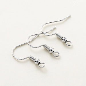 Polished S925 sterling silver fish hook earrings with metal beads and spring details