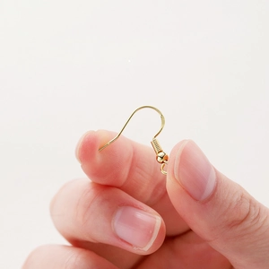 18k gold plated 20mm fish hook earring wires with beads for DIY jewelry making