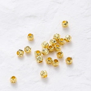 Luxury Copper 18K Gold Plated Spiral Pattern Spacer Beads Round Loose Beads For DIY Jewelry Making Bracelet Necklace Findings